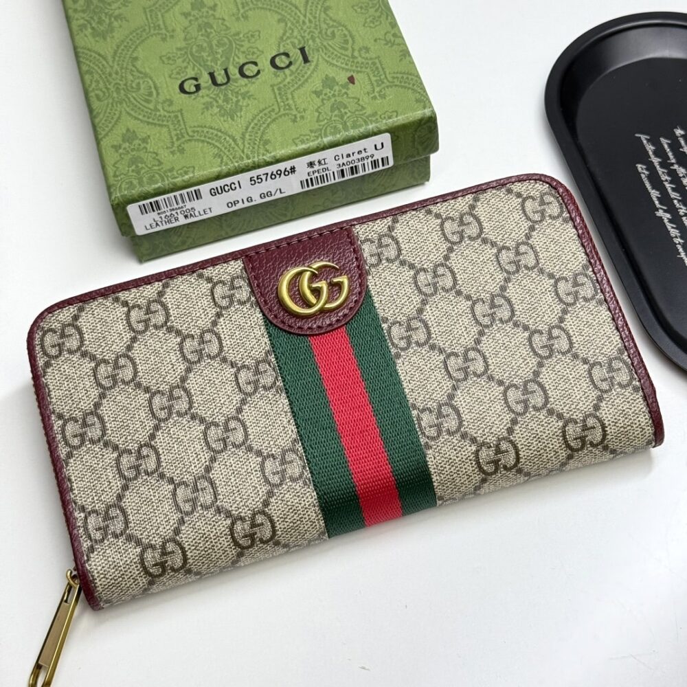 Alternative view of Gucci Ophidia Zip Around Wallet Soft GG Supreme Beige And Red 19Cm