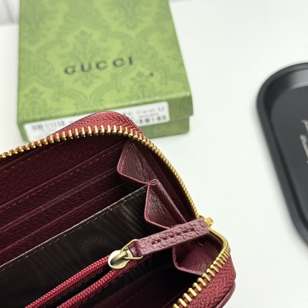 Gucci Ophidia Zip Around Wallet Soft GG Supreme Beige And Red 19Cm - Image 8