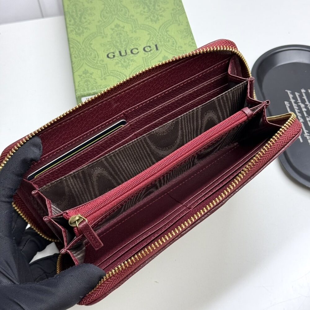Gucci Ophidia Zip Around Wallet Soft GG Supreme Beige And Red 19Cm - Image 7