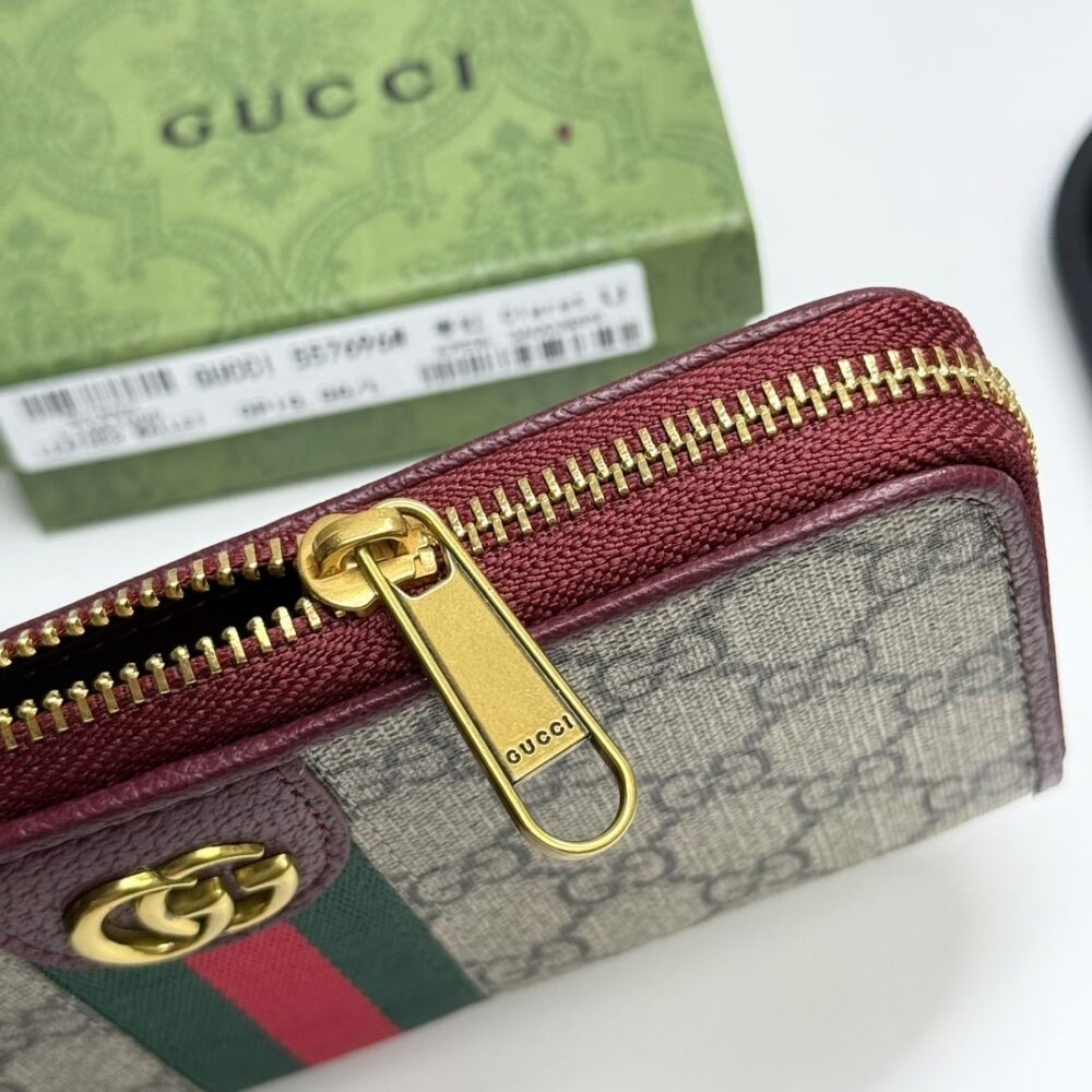 Gucci Ophidia Zip Around Wallet Soft GG Supreme Beige And Red 19Cm - Image 6