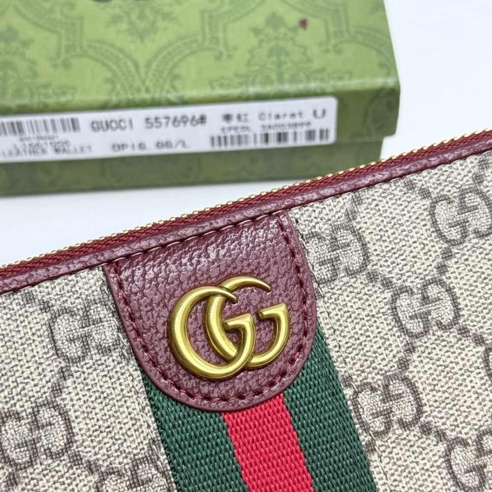 Gucci Ophidia Zip Around Wallet Soft GG Supreme Beige And Red 19Cm - Image 4